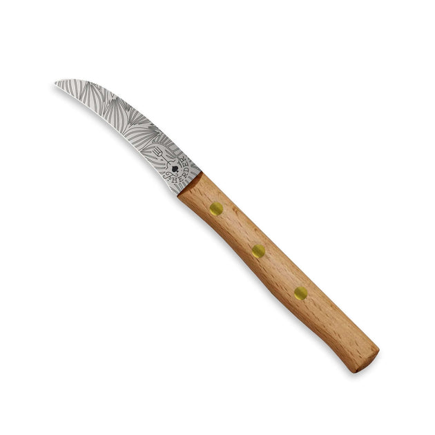 Zöppken Style Schälmesser mit Holzgriff und rostfreier Klinge aus Solingen, ideal zum präzisen Schneiden von Obst und Gemüse.