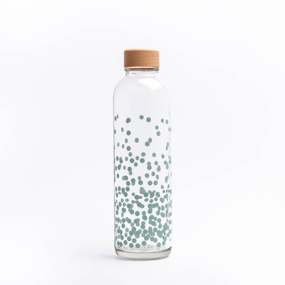 Trinkflasche PURE HAPPINESS mit türkisen Punkten, 0,7 l für unterwegs, stilvoll und funktional.