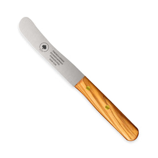 Buckelsmesser aus Solingen mit elegantem Olivenholzgriff, optimal für Frühstück und feine Schneidarbeiten.
