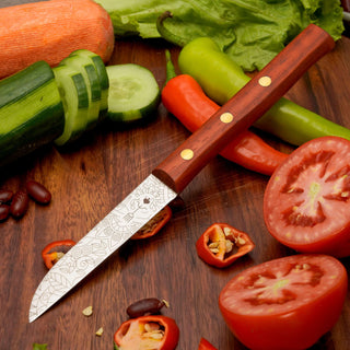 Gemüsemesser Zöppken mit Holzgriff, rostfreie Klinge, ideal zum Schneiden von Gemüse und Obst.