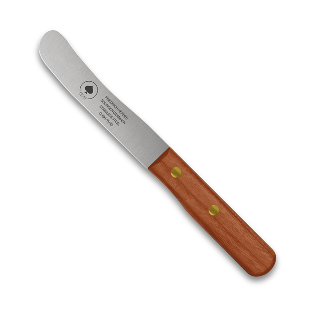 Buckelsmesser oder Frühstücksmesser aus Solingen mit Holzgriff und geschwungener Klinge, ideal für den Frühstückstisch.