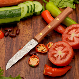 Gemüsemesser Zöppken Style mit Holzgriff und rostfreier Klinge, ideal zum Schneiden von Gemüse und Obst.
