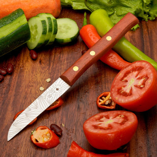 Gemüsemesser Zöppken Style mit Holzgriff, ideal für präzises Schneiden von Gemüse und Obst.